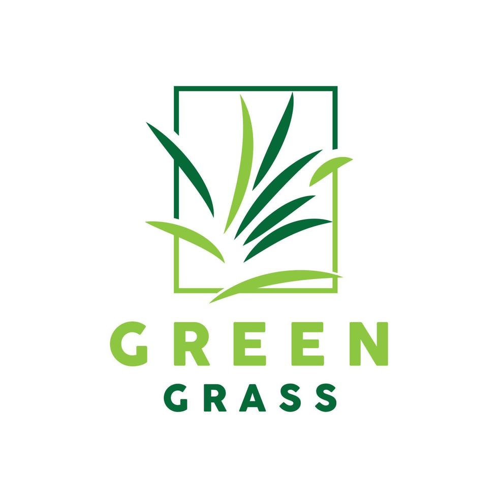 Green Grass Logo, Nature Plant Vector, Agriculture Leaf Simple Design, Template Icon Illustration vector