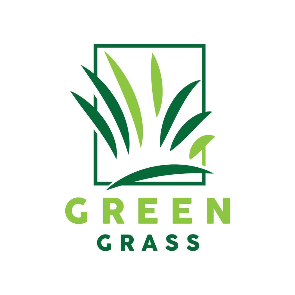 Green Grass Logo, Nature Plant Vector, Agriculture Leaf Simple Design, Template Icon Illustration vector