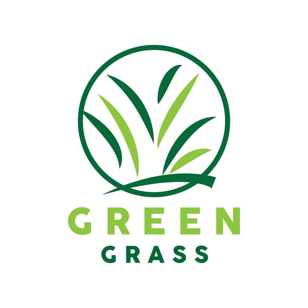 Green Grass Logo, Nature Plant Vector, Agriculture Leaf Simple Design, Template Icon Illustration vector