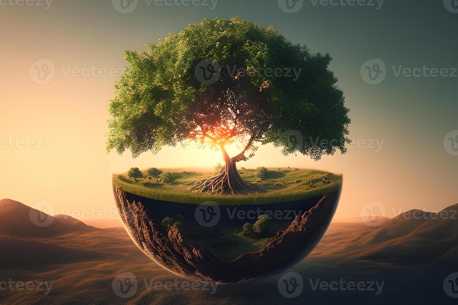 a tree in the sunset time for world earth day. . photo