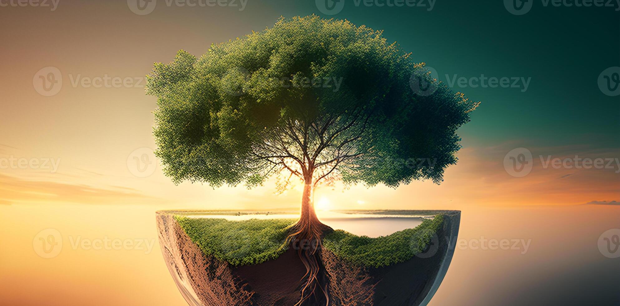 a tree in the sunset time for world earth day. . photo
