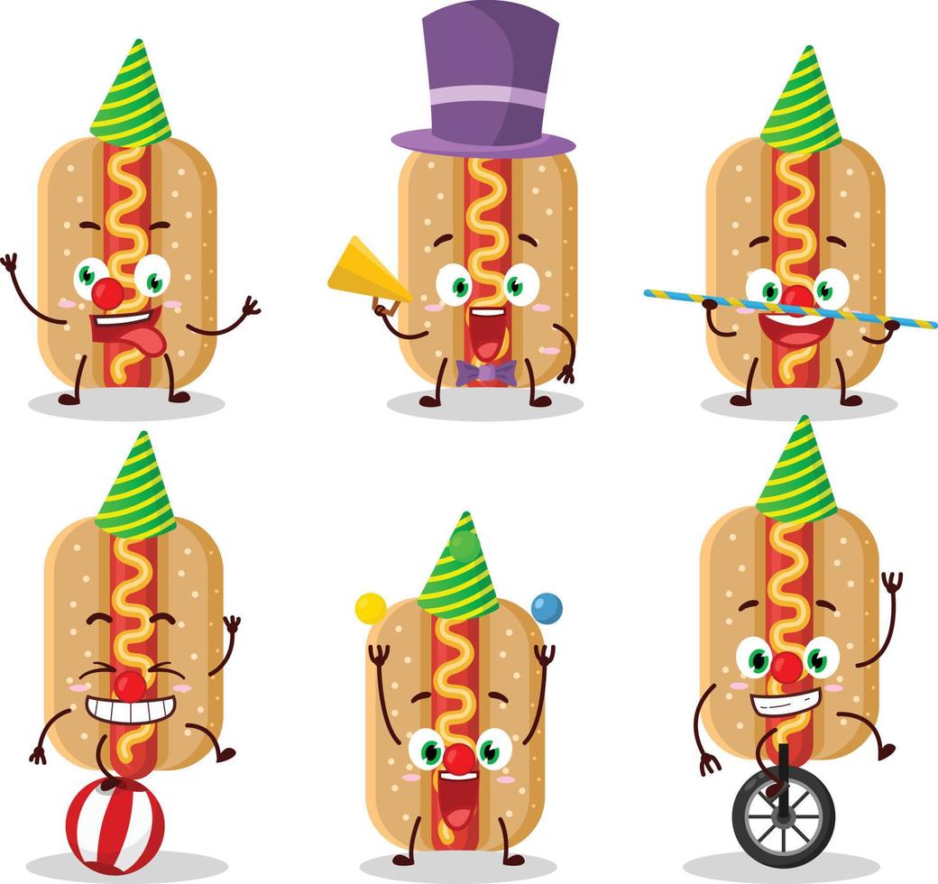 Cartoon character of hotdog with various circus shows vector