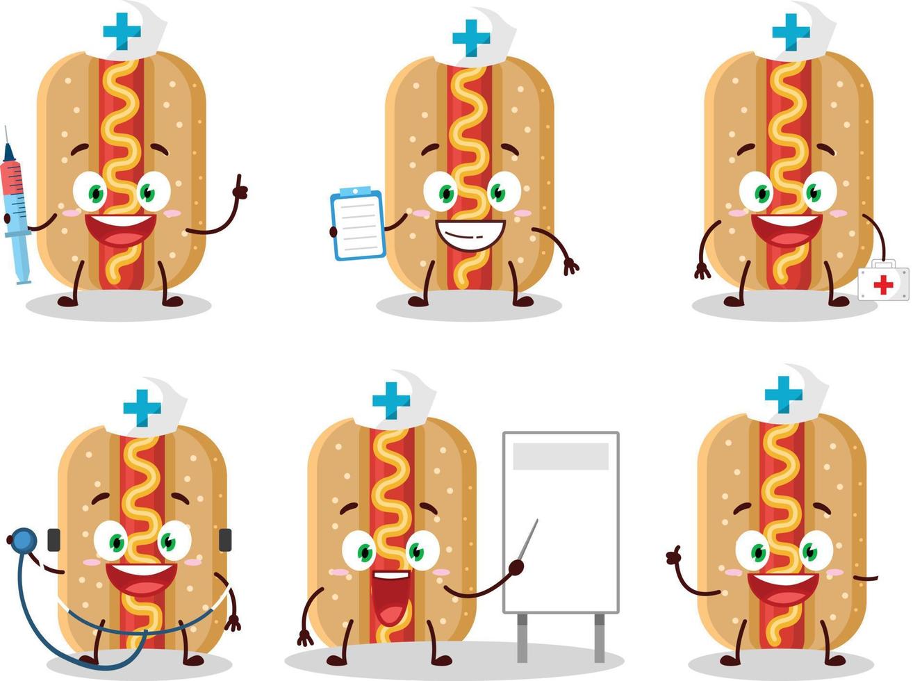 Doctor profession emoticon with hotdog cartoon character vector