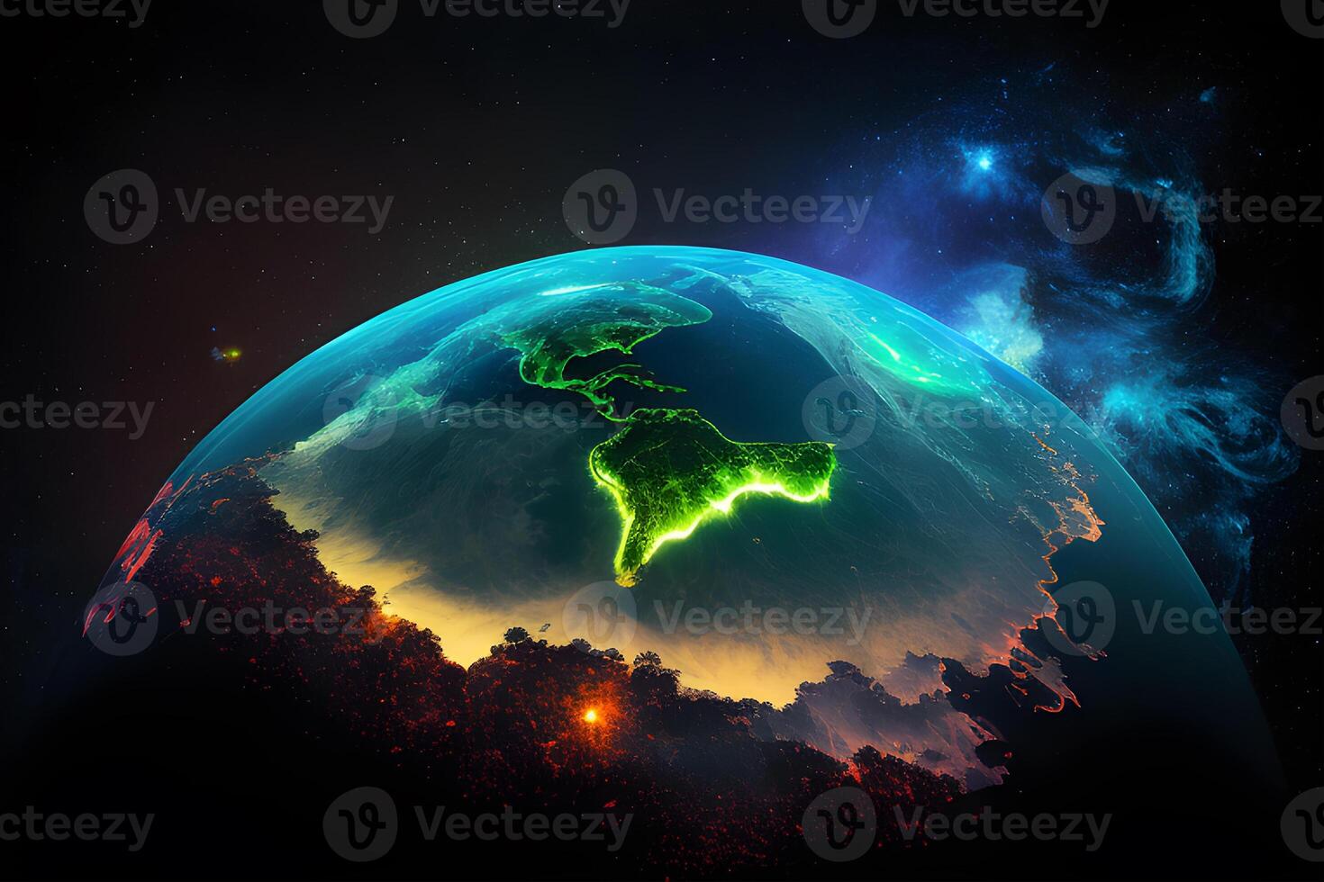 Earth view in space for world earth day. . photo