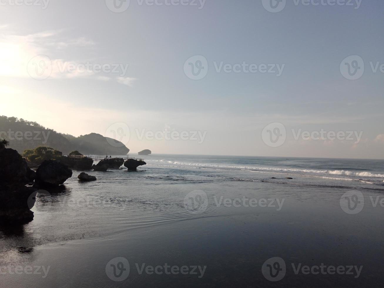 A beach with a blue sky. beautiful nature landscape. photo