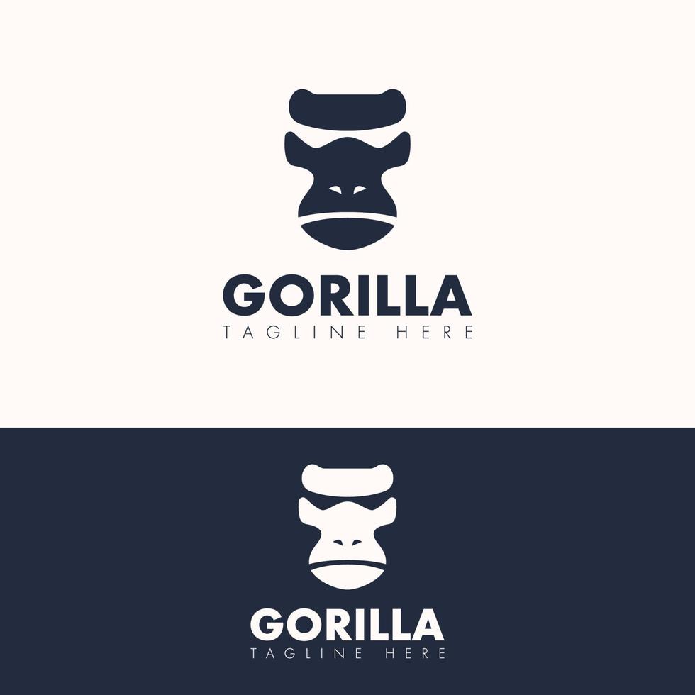 elegant simple gorilla ape logo template vector