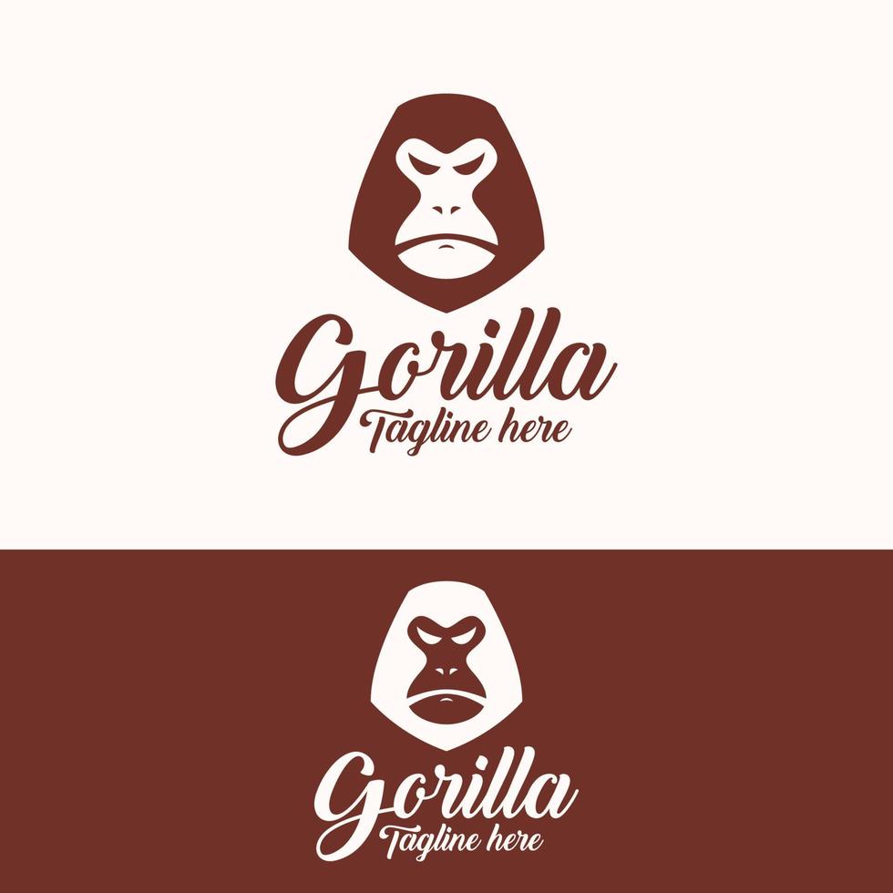 elegant simple gorilla ape logo template vector