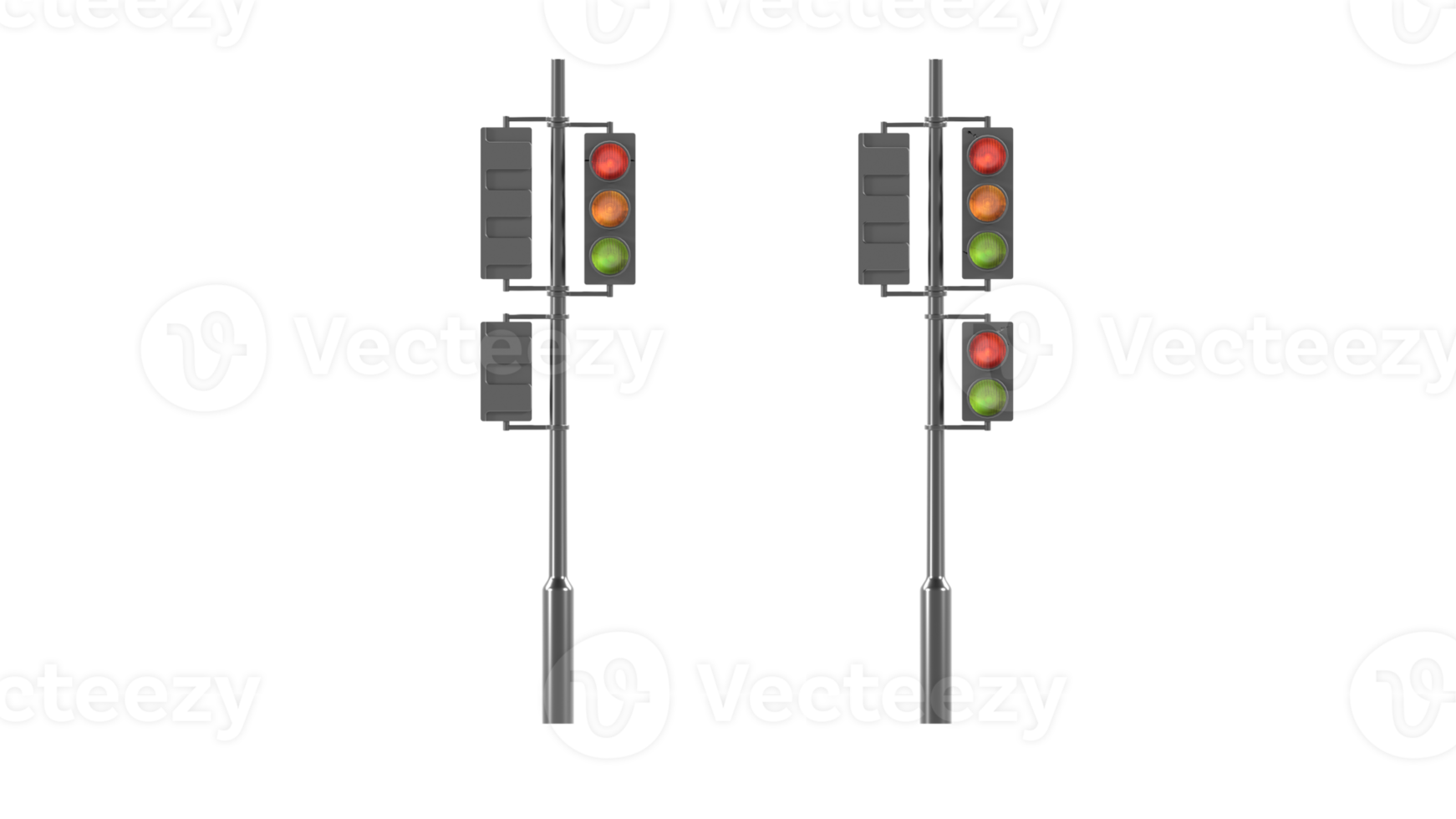 3D rendering Traffic lights with all three colors on, Road direction signs, city streets, urban traffic, driving concept, Control of transport movement on roadway, Highway code, road regulations, safe png