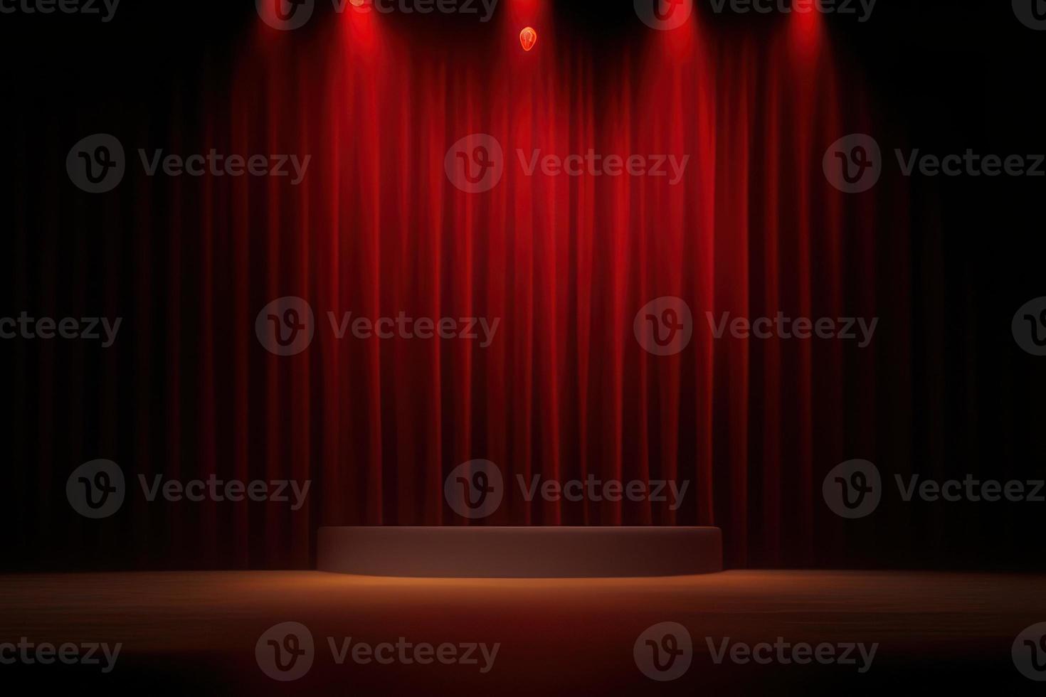 circus stage red fabric in the background, spotlight on the stage photo