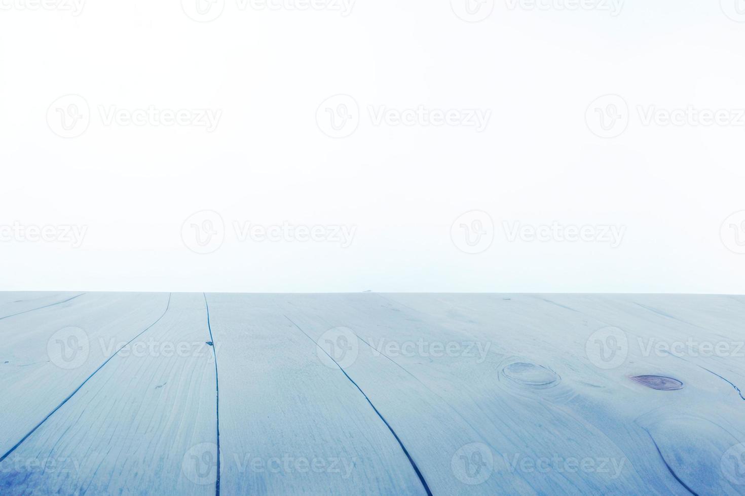blue wooden floor white background, wood planks stage for product display photo