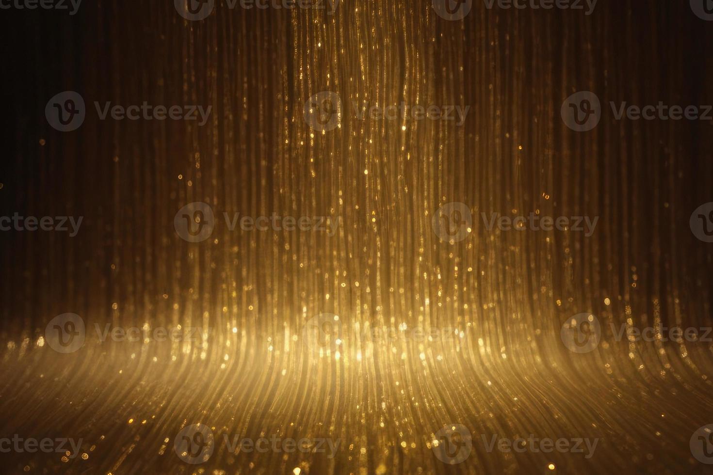 3d illustration of gold speed light on dark background, golden sparkles shiny backdrop photo