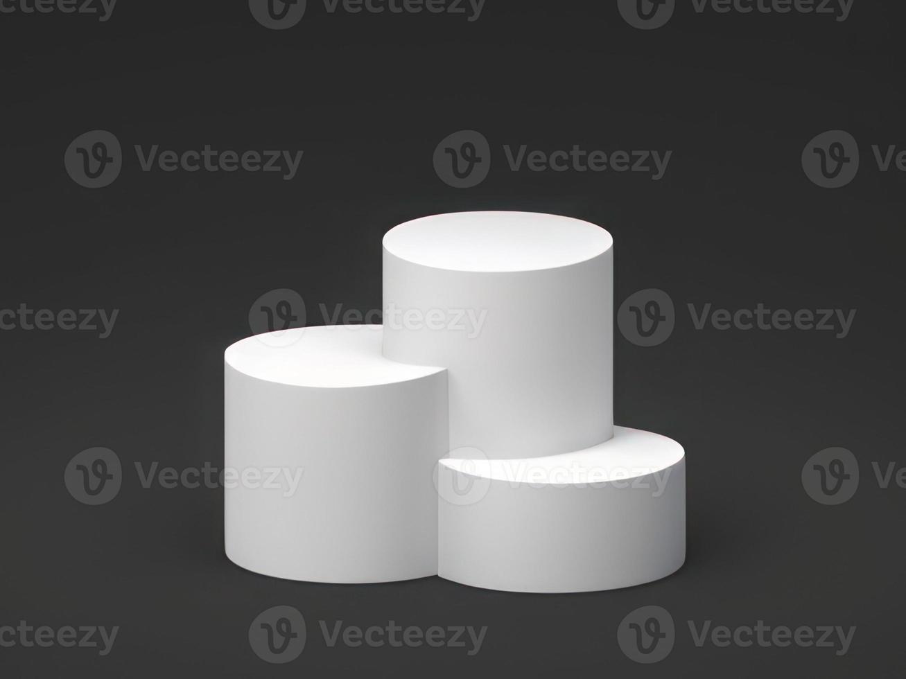 white pedestal on dark background, product podium, stage for display product 3d render photo