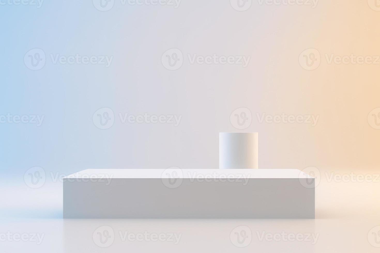 white dreamy podium on white background . pedestal for product display 3d rendered photo