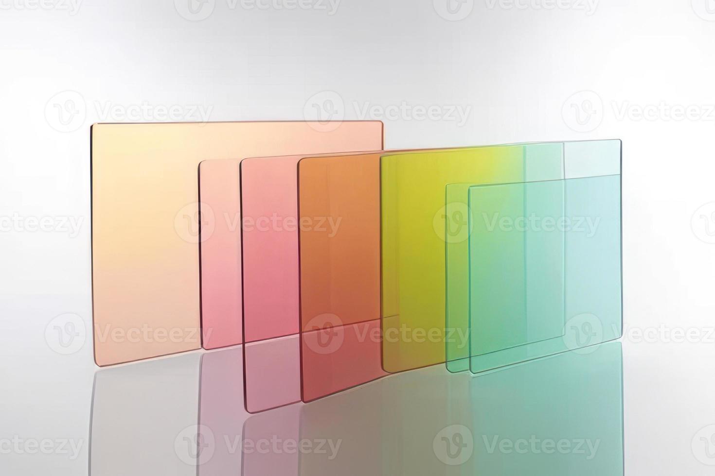colorful rectangle shape glass in a row background, modern shiny glass photo