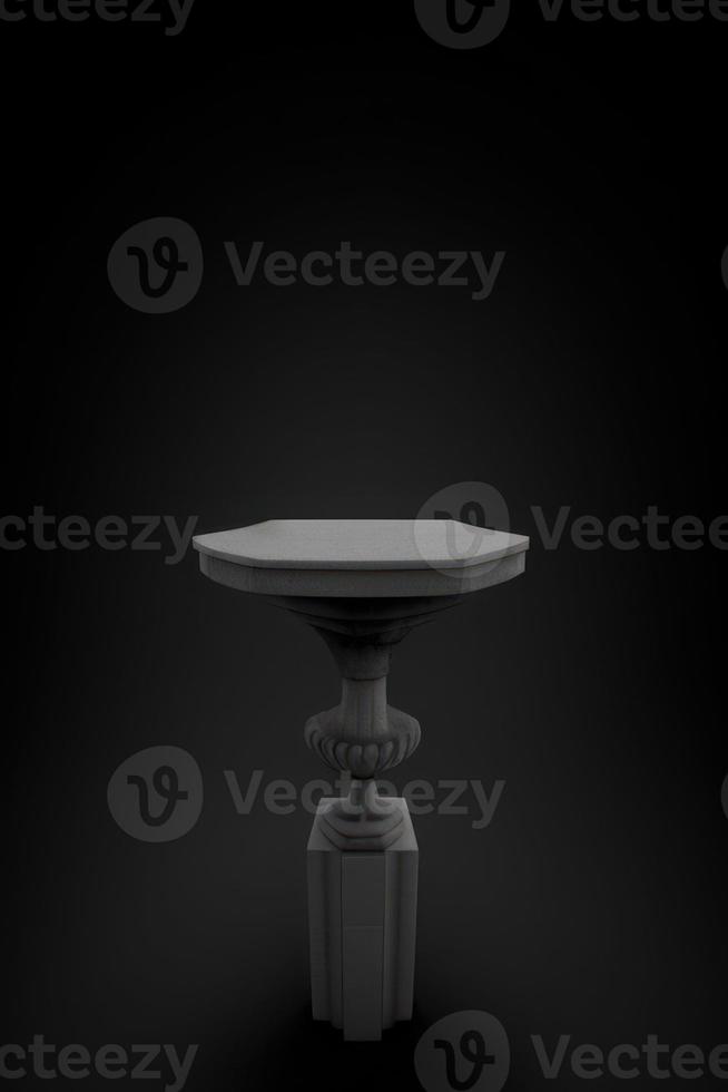 grey rectangle podium on dark background with spotlights. pedestal for product display 3d rendered photo