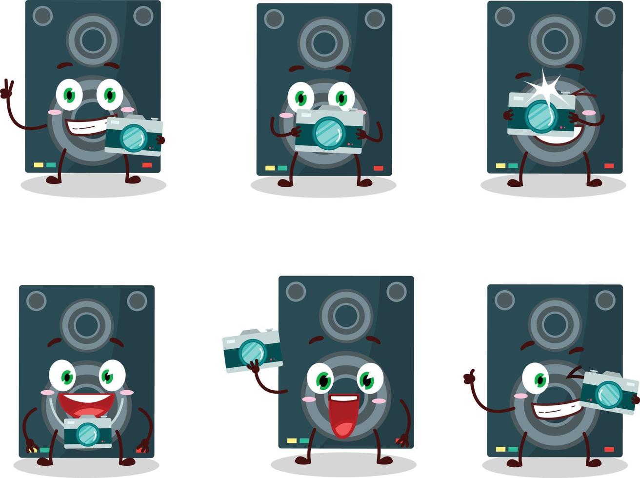 Photographer profession emoticon with loudspeaker cartoon character vector