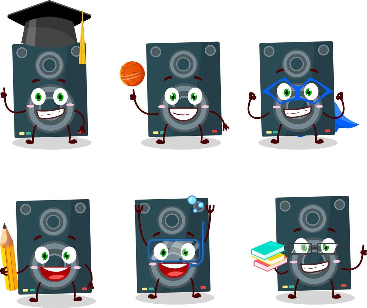 colegio estudiante de altoparlante dibujos animados personaje con varios expresiones vector