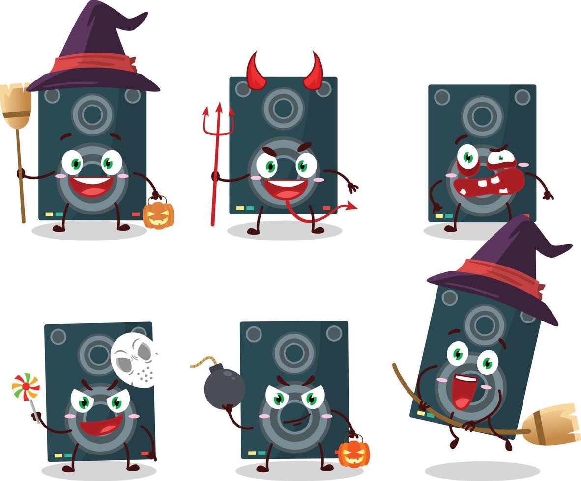 Halloween expression emoticons with cartoon character of loudspeaker vector