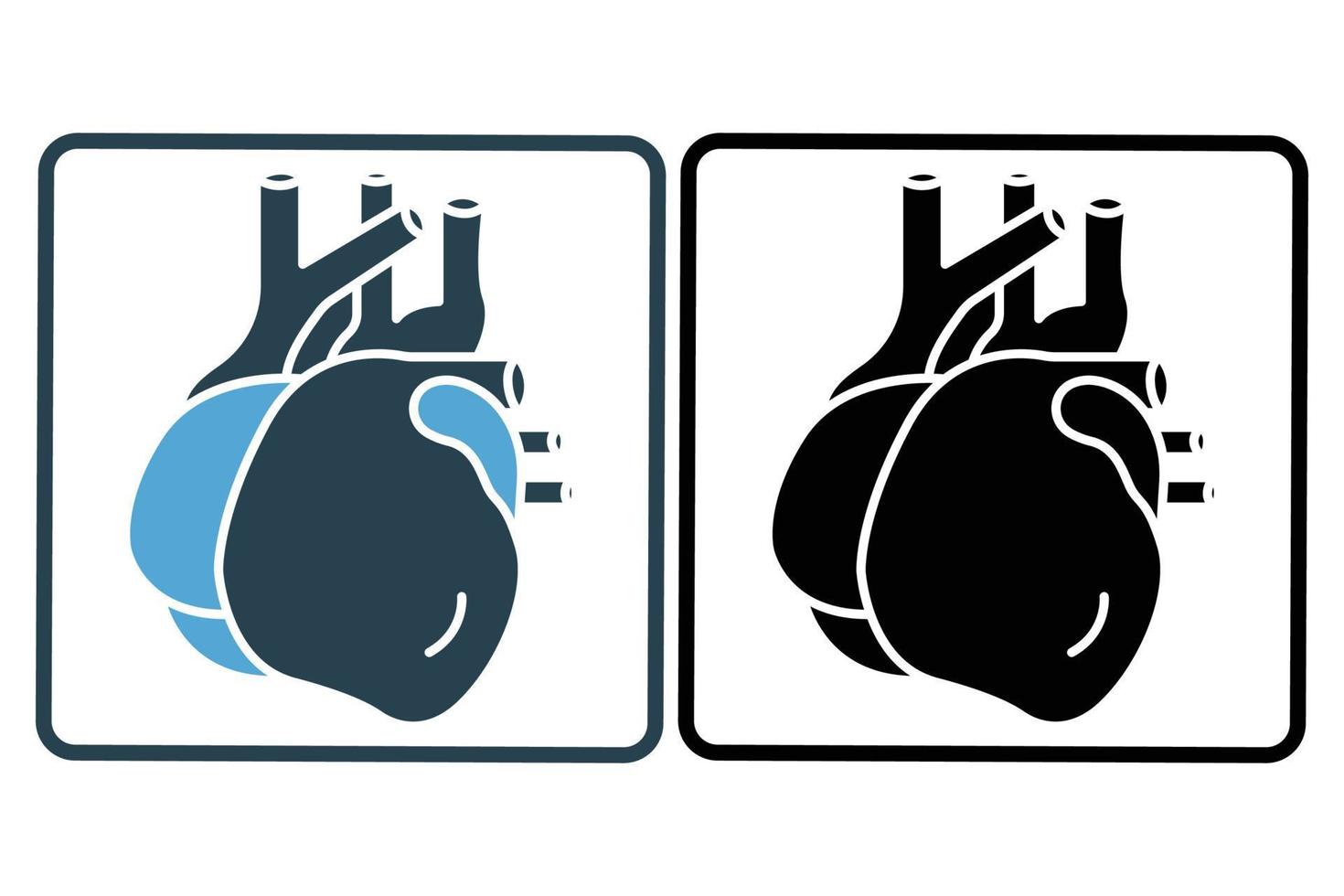 Heart icon illustration. icon related to internal organ. Solid icon style. Simple vector design editable