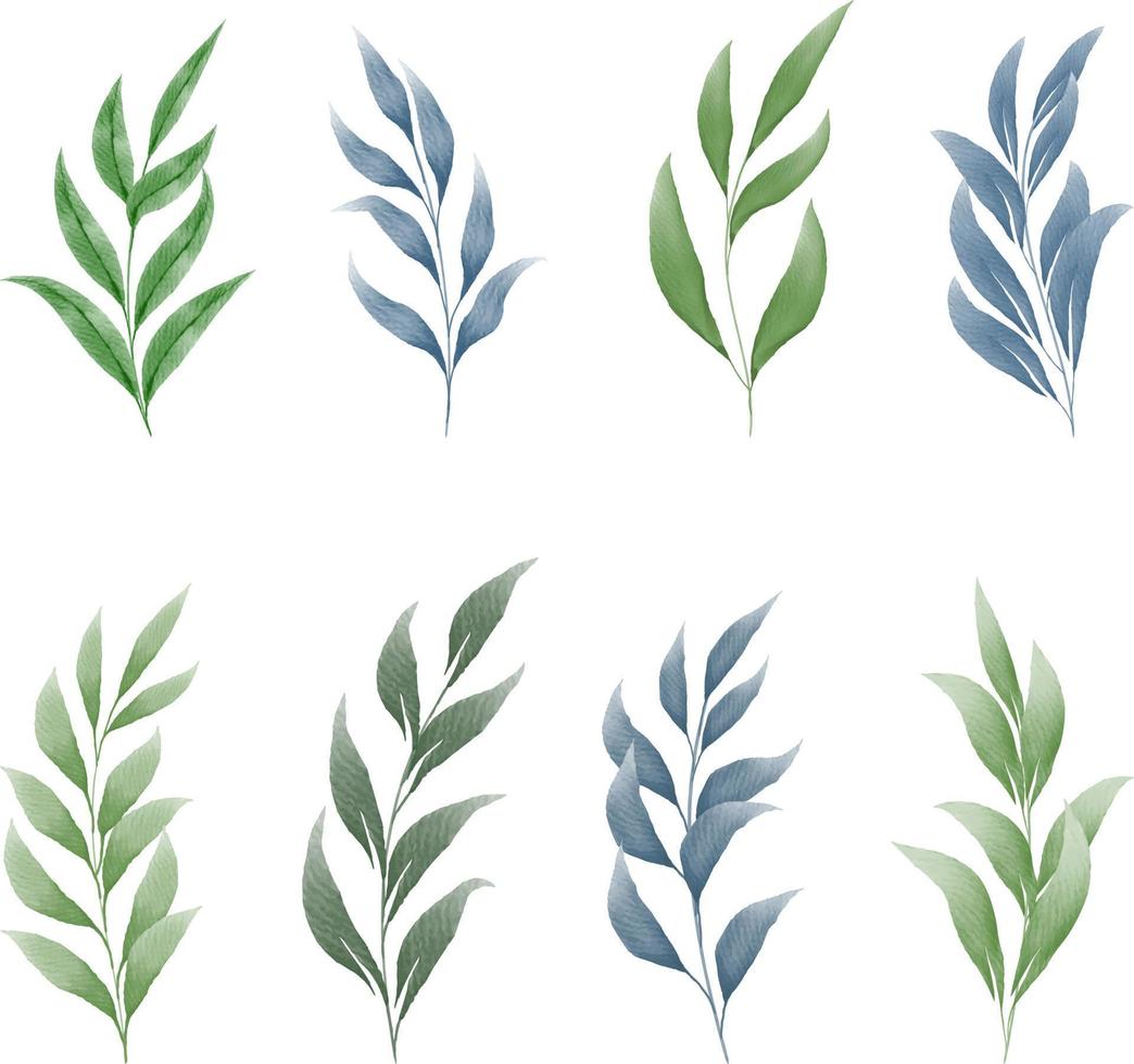 Watercolor green leaves vector