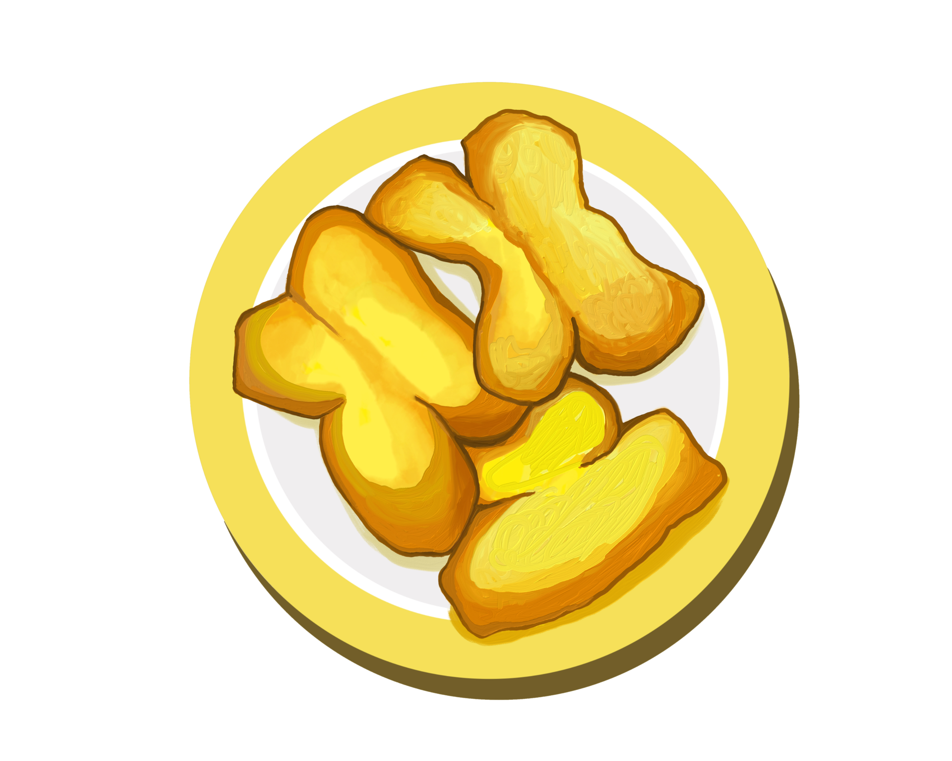 Watercolor and drawing for deep fried dough stick or Patongo. Thai and