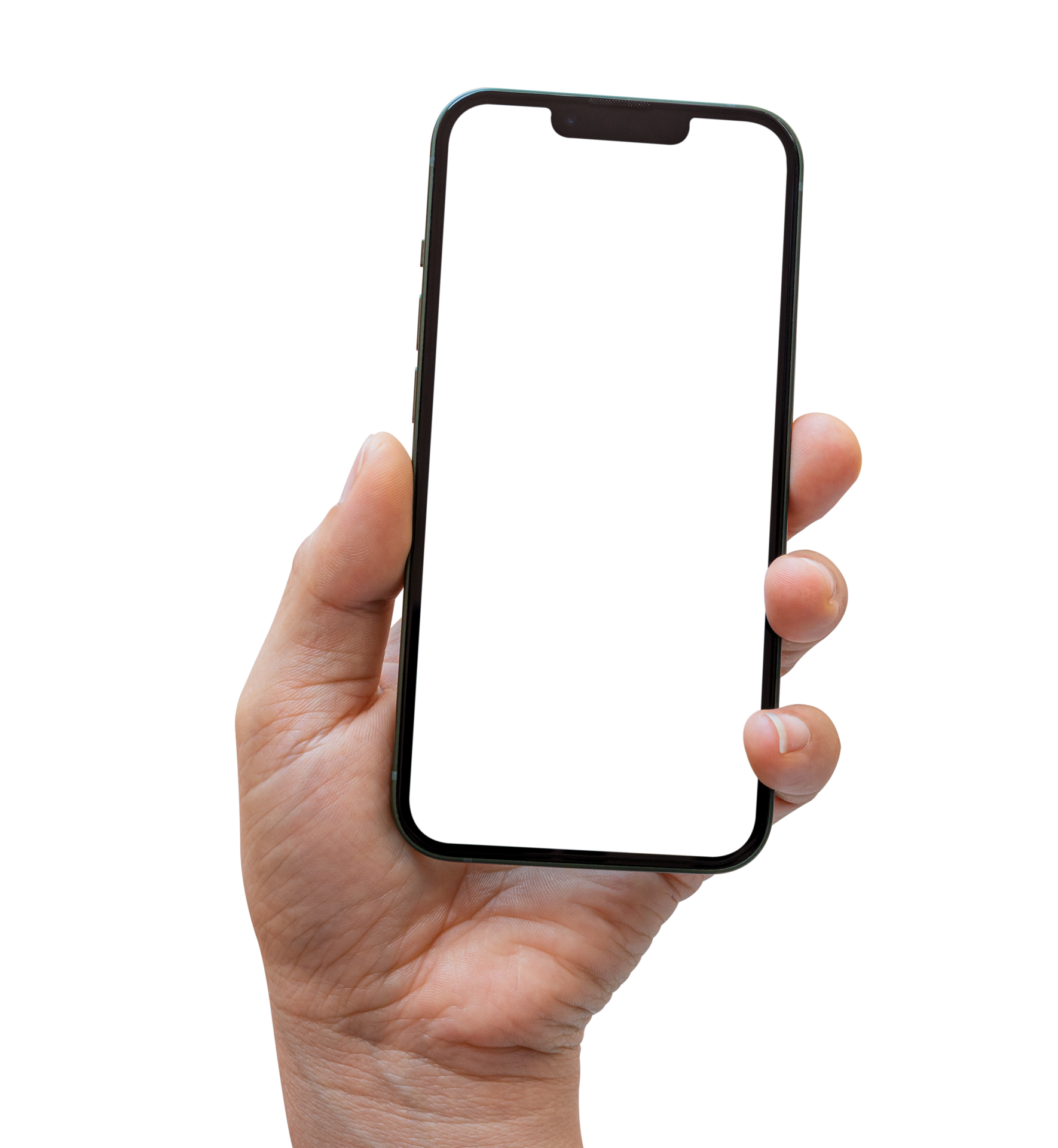 Smartphone mockup on transparent background, PNG file Format. Hand ...