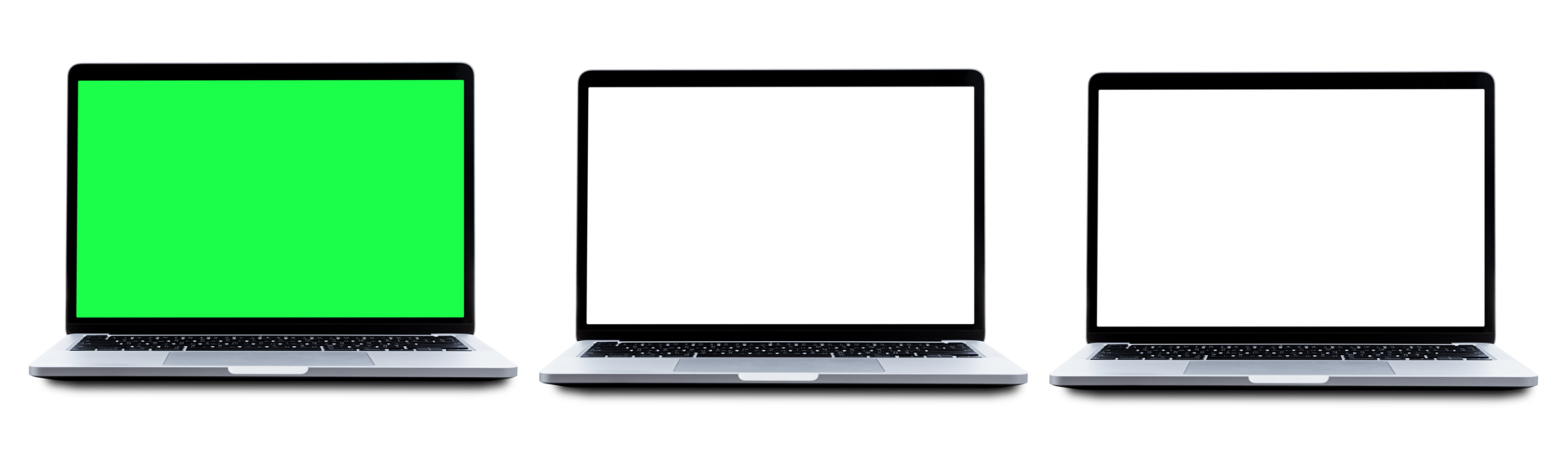 Laptop mockups on transparent background. Set of laptop with blank