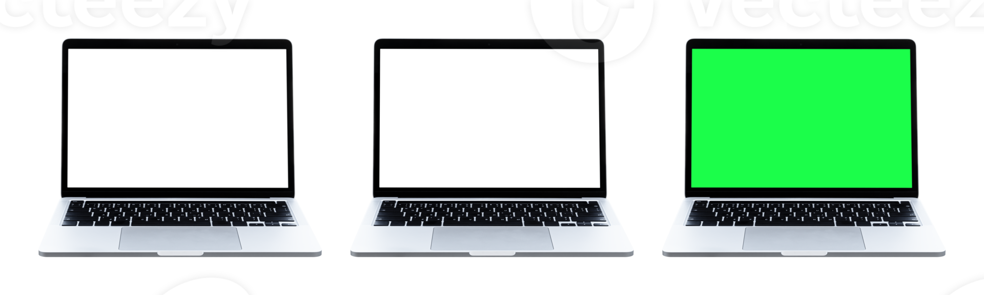 Laptop mockups on transparent background. Set of laptop with blank