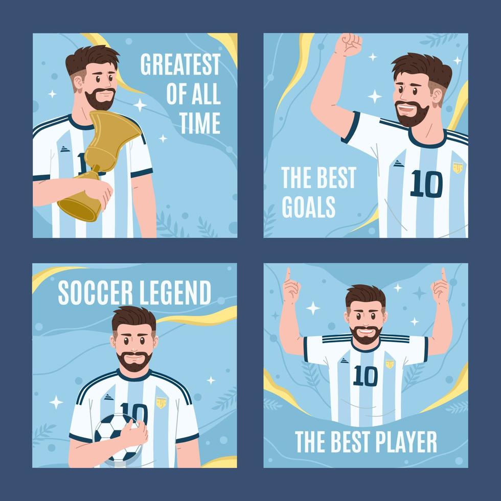 Greatest Soccer Player Concept Social Media Post Set vector