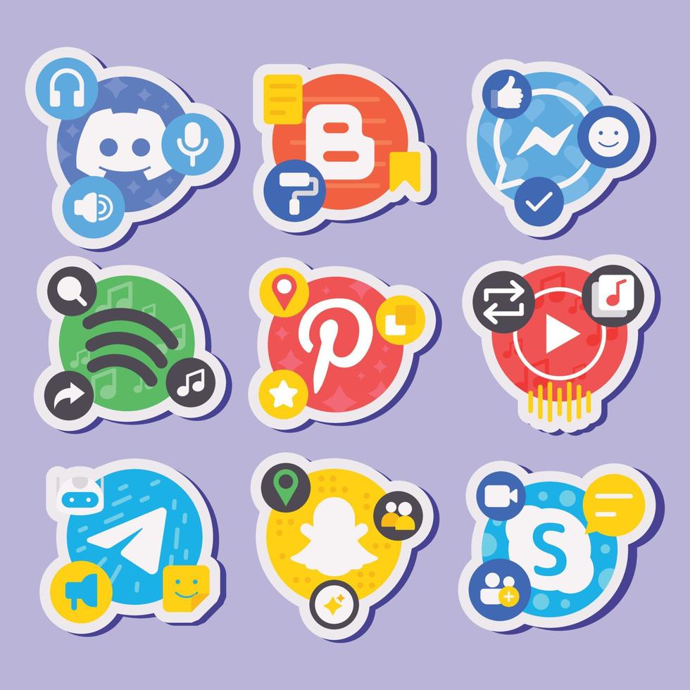 Online Tech Social Media Sticker Collection vector