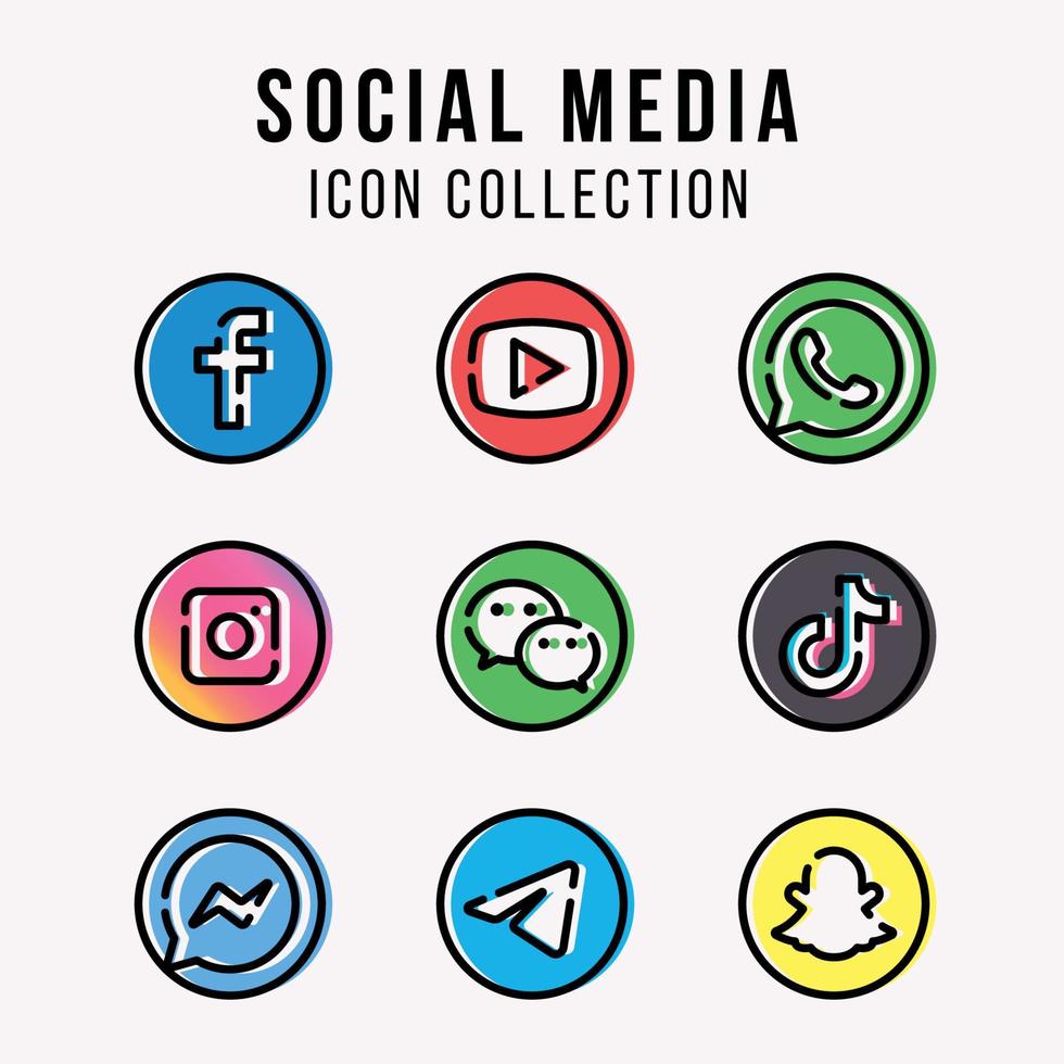 colección de iconos de redes sociales vector