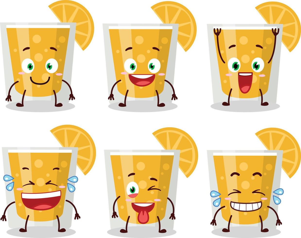 dibujos animados personaje de naranja jugo con sonrisa expresión vector