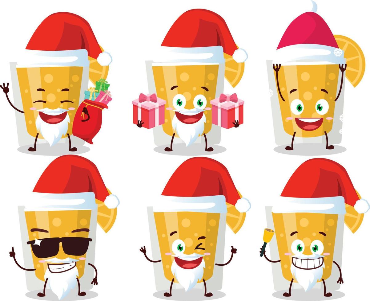 Papa Noel claus emoticones con mi naranja jugo dibujos animados personaje vector