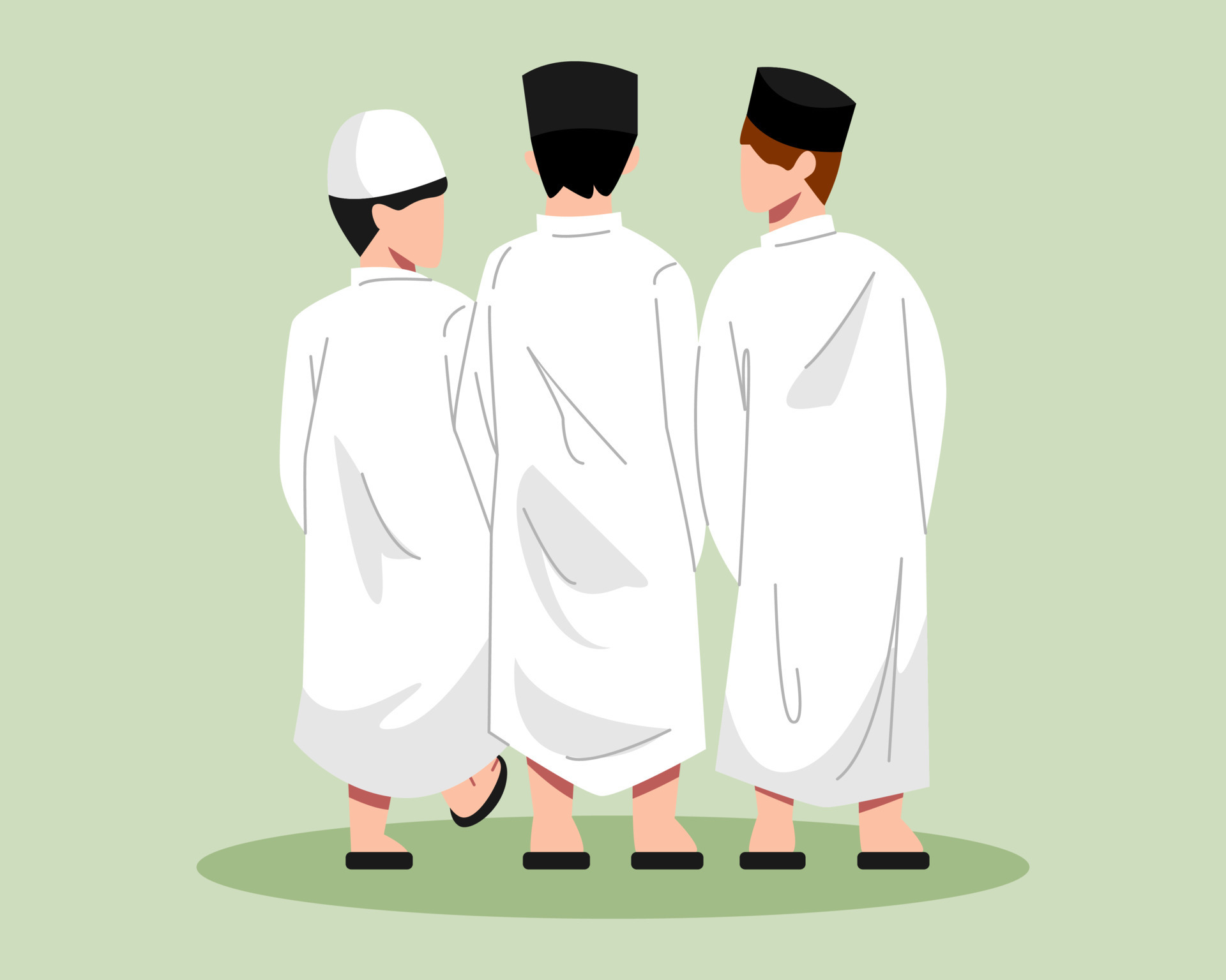 A group of Muslim boys are walking and talking back view. flat vector  illustration. 21599725 Vector Art at Vecteezy