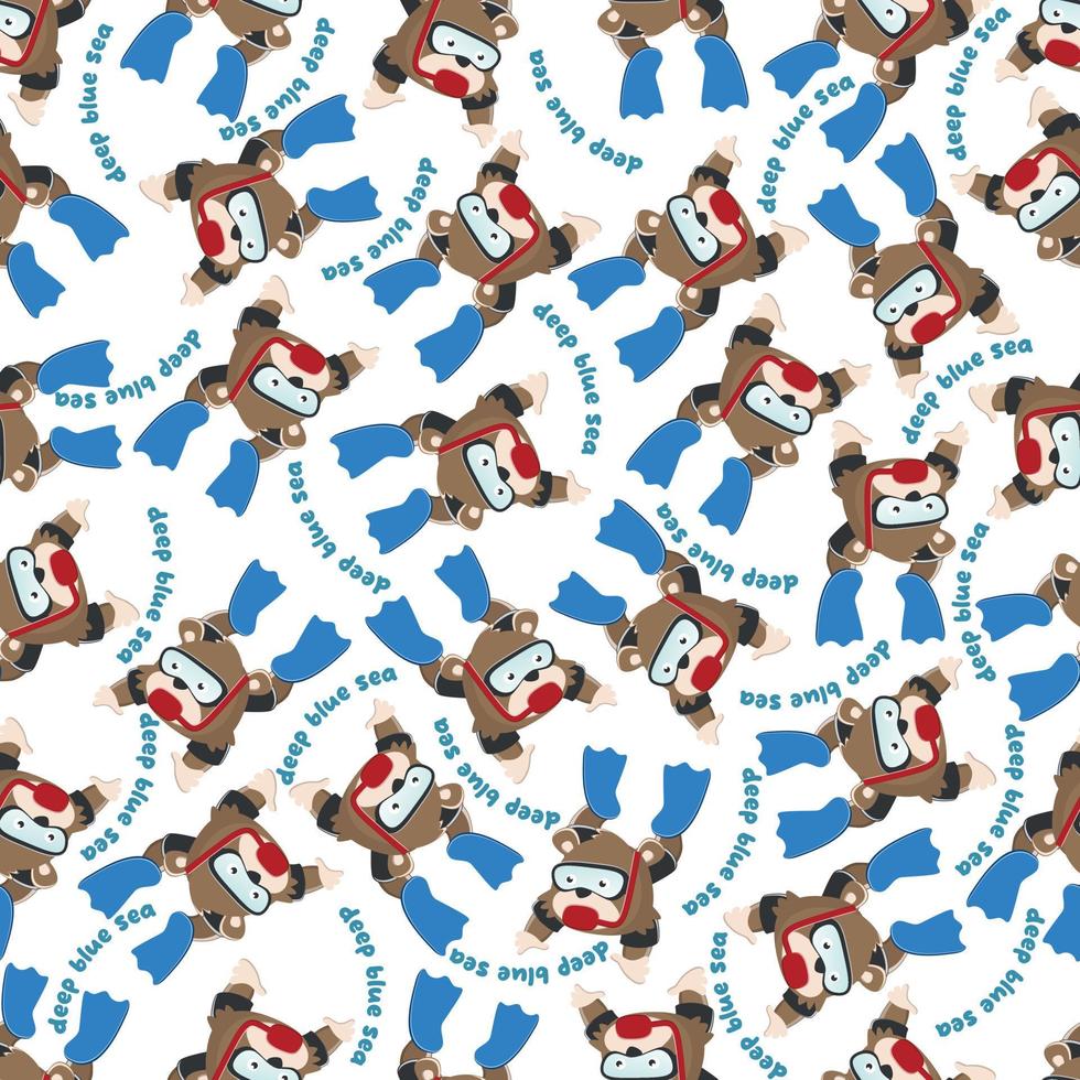 Seamless pattern texture with little animal swim in underwater. For fabric textile, nursery, baby clothes, background, textile, wrapping paper and other decoration. vector