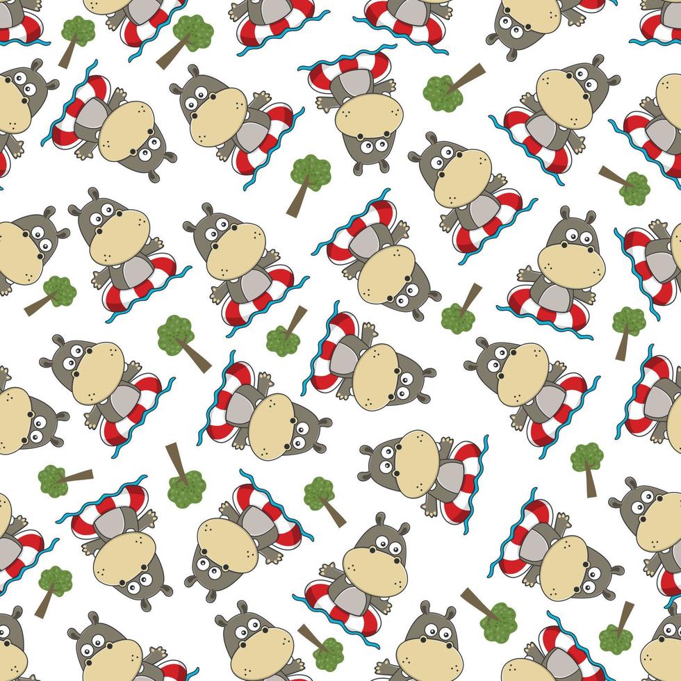 cute little animal play around swamp. Design concept for kids textile print, nursery wallpaper, wrapping paper. Cute funny background. vector