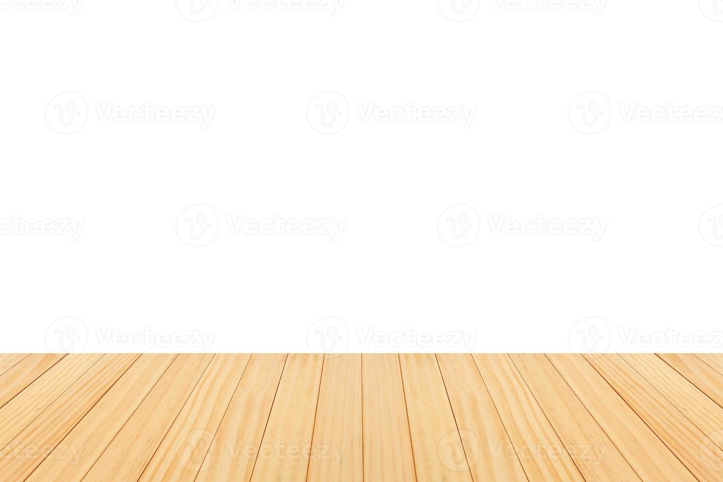 Empty wooden table top isolated on white background for product display montage photo