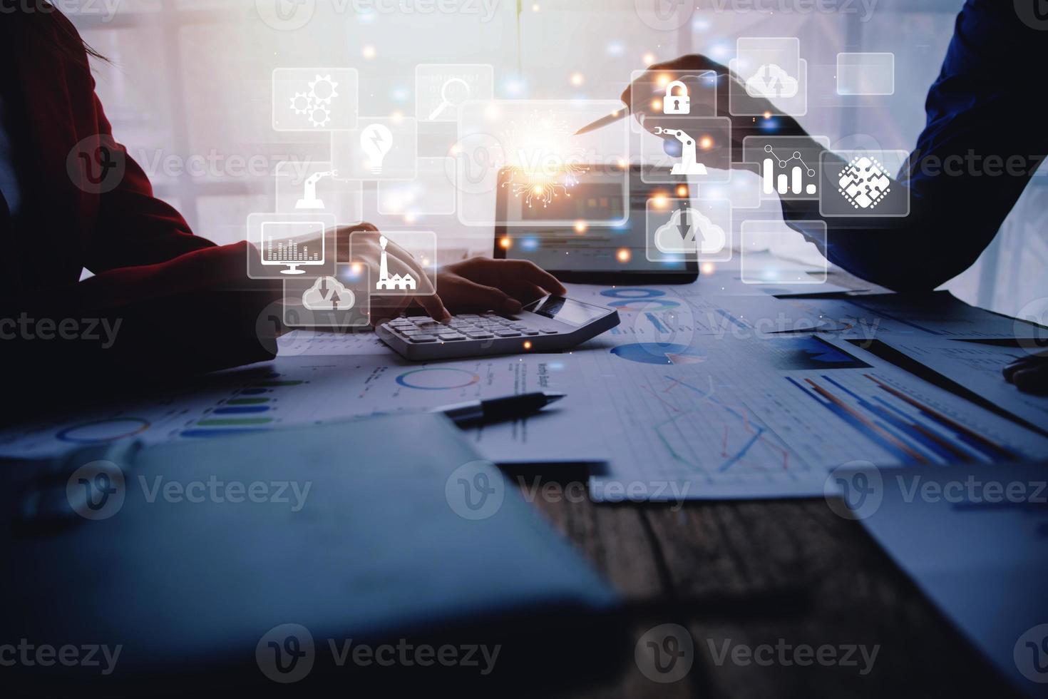 Digital transformation technology strategy, digitization and digitalization of business processes and data, optimize and automate operations, customer service management, internet and cloud computing photo