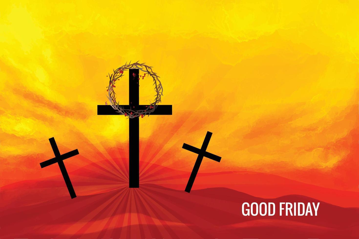 Good friday with jesus christ crucifixion scene background vector