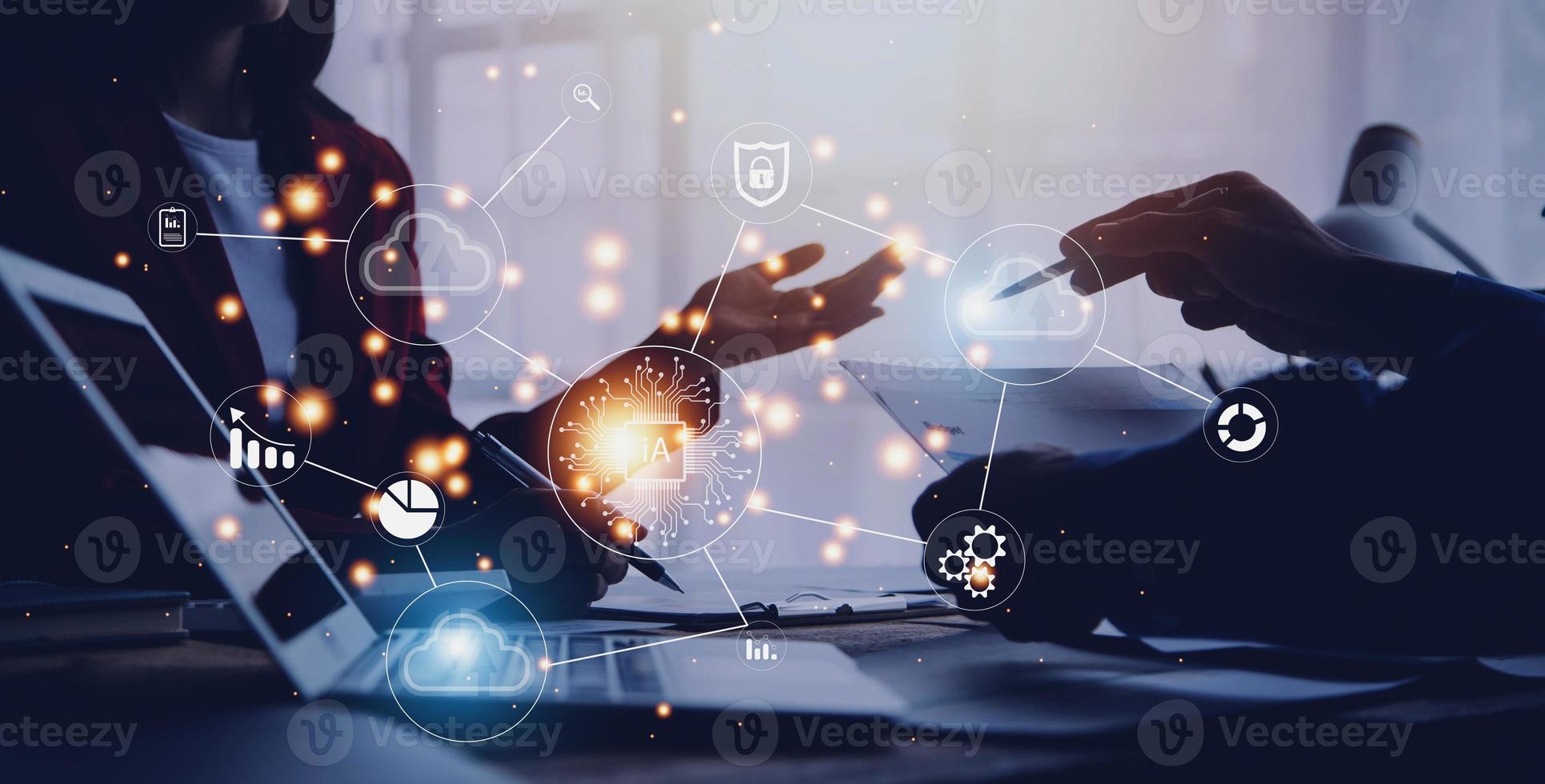 Digital transformation technology strategy, IoT, internet of things. transformation of ideas and the adoption of technology in business in the digital age, enhancing global business capabilities. Ai photo