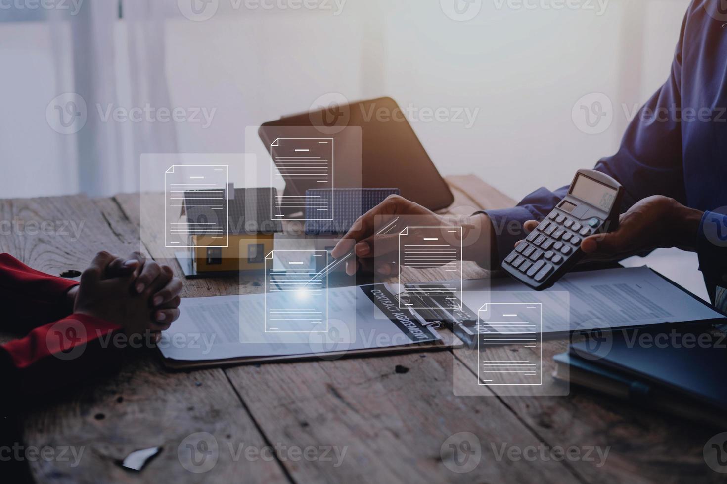 Document Management System, Online business contract Electronic signature, e-signing, digital document management, paperless office, signing business contract concept. photo