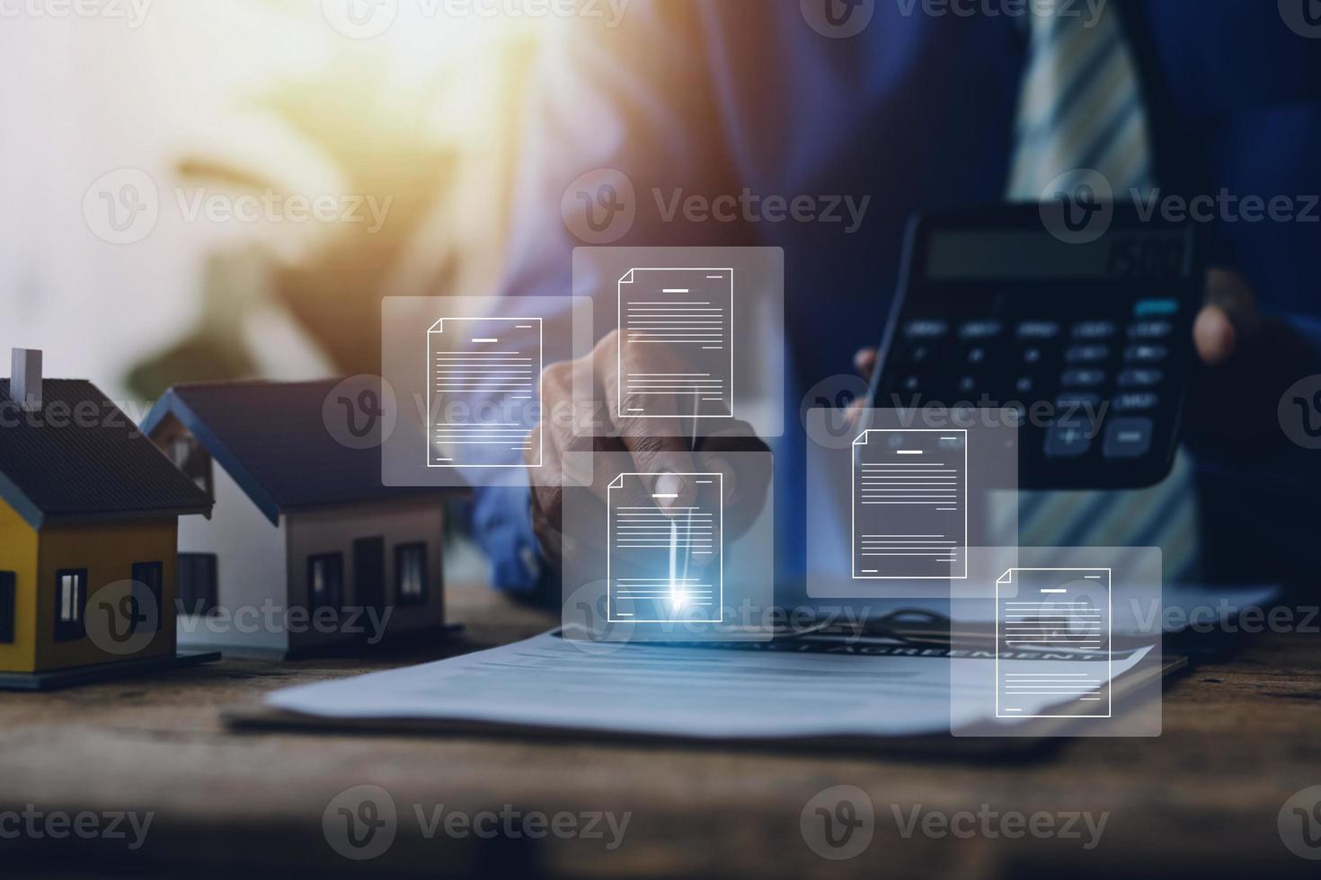 Document Management System, Online business contract Electronic signature, e-signing, digital document management, paperless office, signing business contract concept. photo