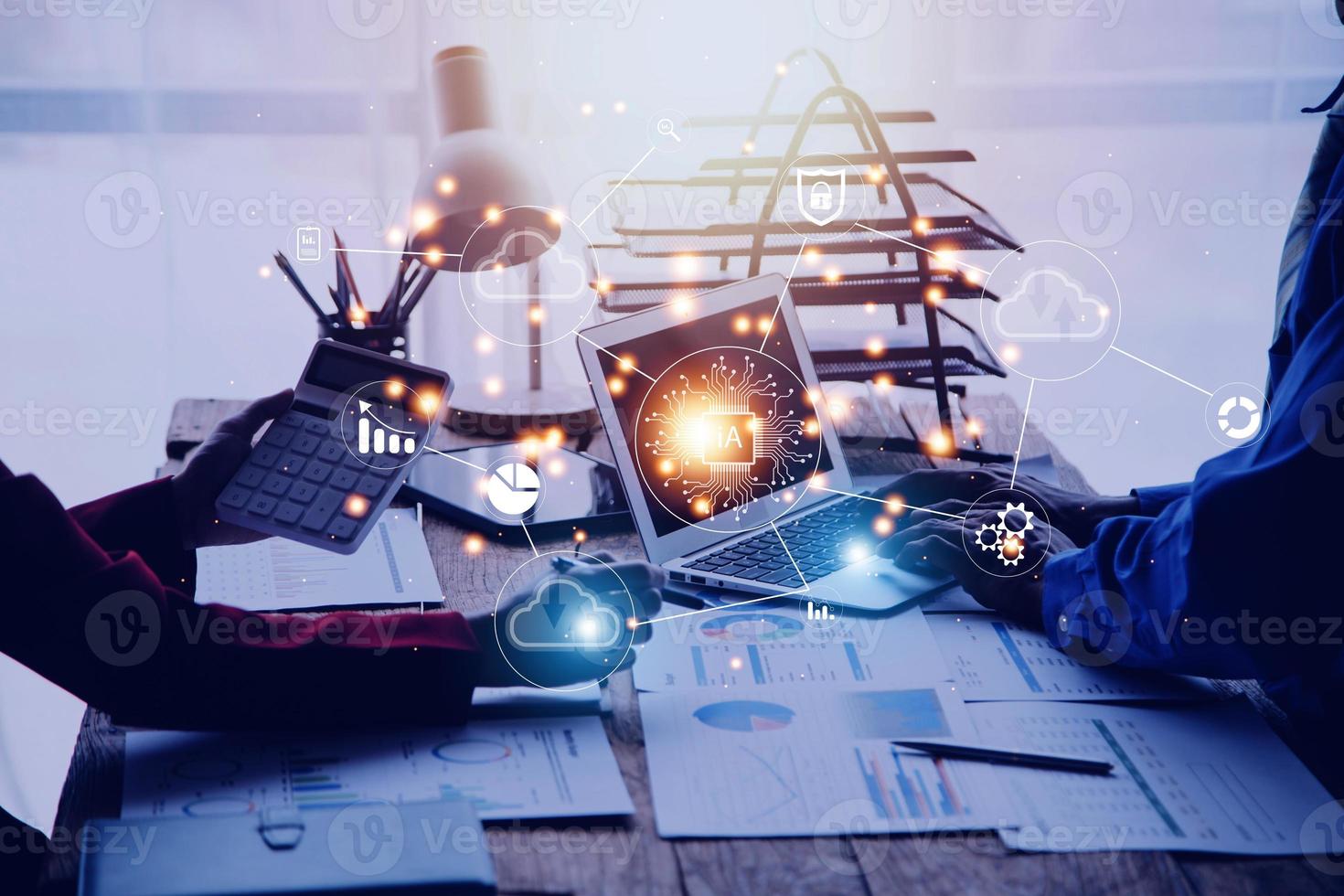 Digital transformation technology strategy, IoT, internet of things. transformation of ideas and the adoption of technology in business in the digital age, enhancing global business capabilities. Ai photo
