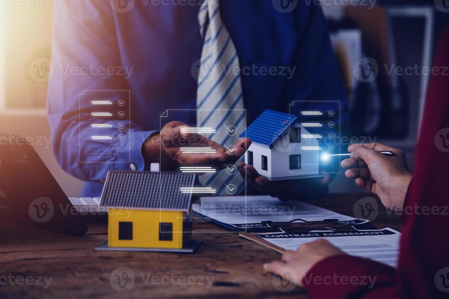 Document management system DMS. Assessment form, questionnaire, checklist and clipboard task management. Businessman working on laptop computer productivity checklist and filling survey form online. photo