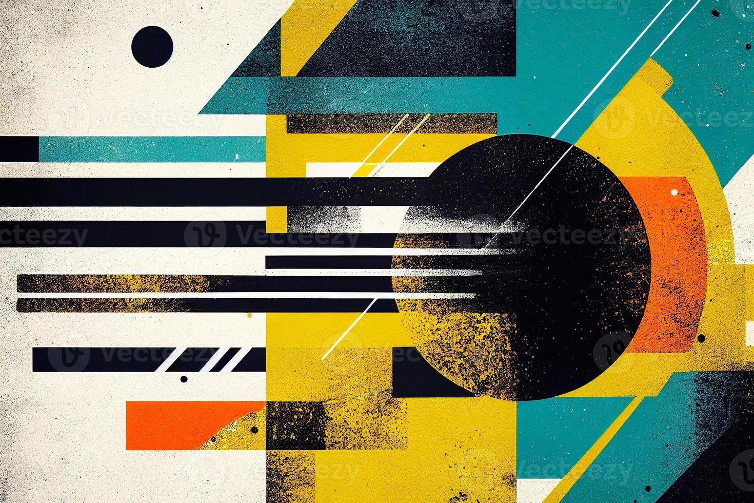 Abstract retro vintage geometric background composition in Bauhaus style. Trendy contemporary minimal 20s design photo