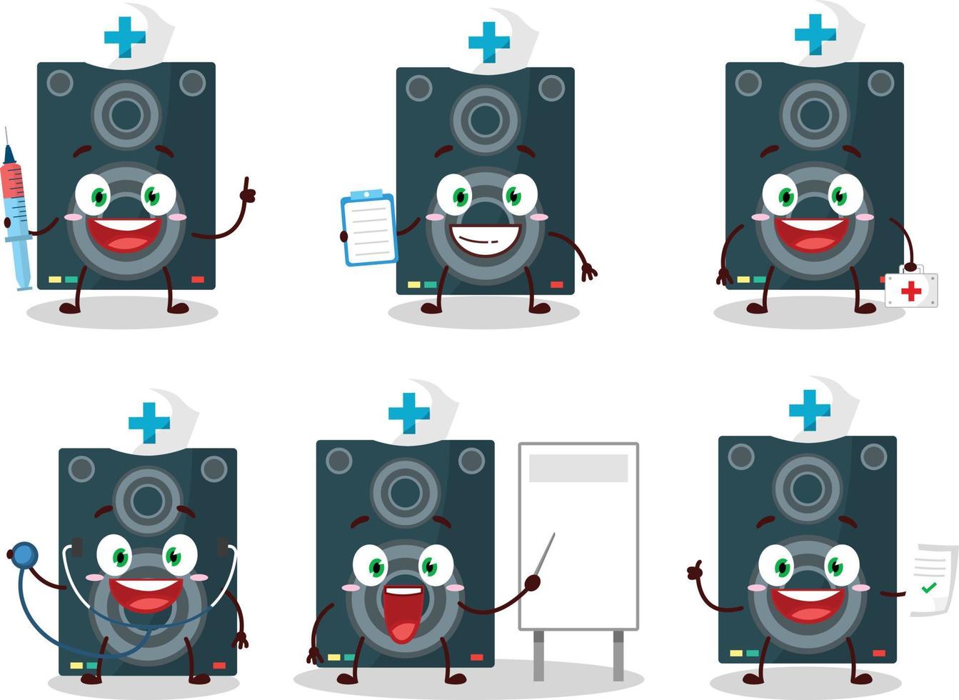 médico profesión emoticon con altoparlante dibujos animados personaje vector