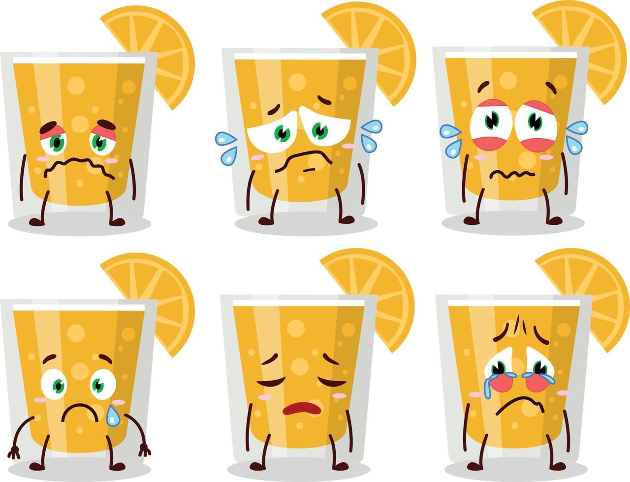 naranja jugo dibujos animados personaje con triste expresión vector