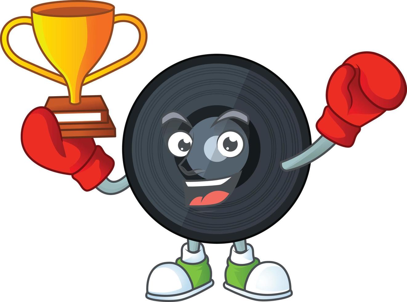 Cartoon character of music viynl disc vector