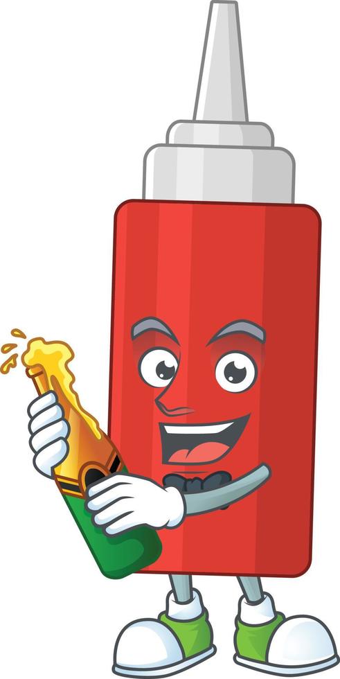 Cartoon character of sauce bottle vector