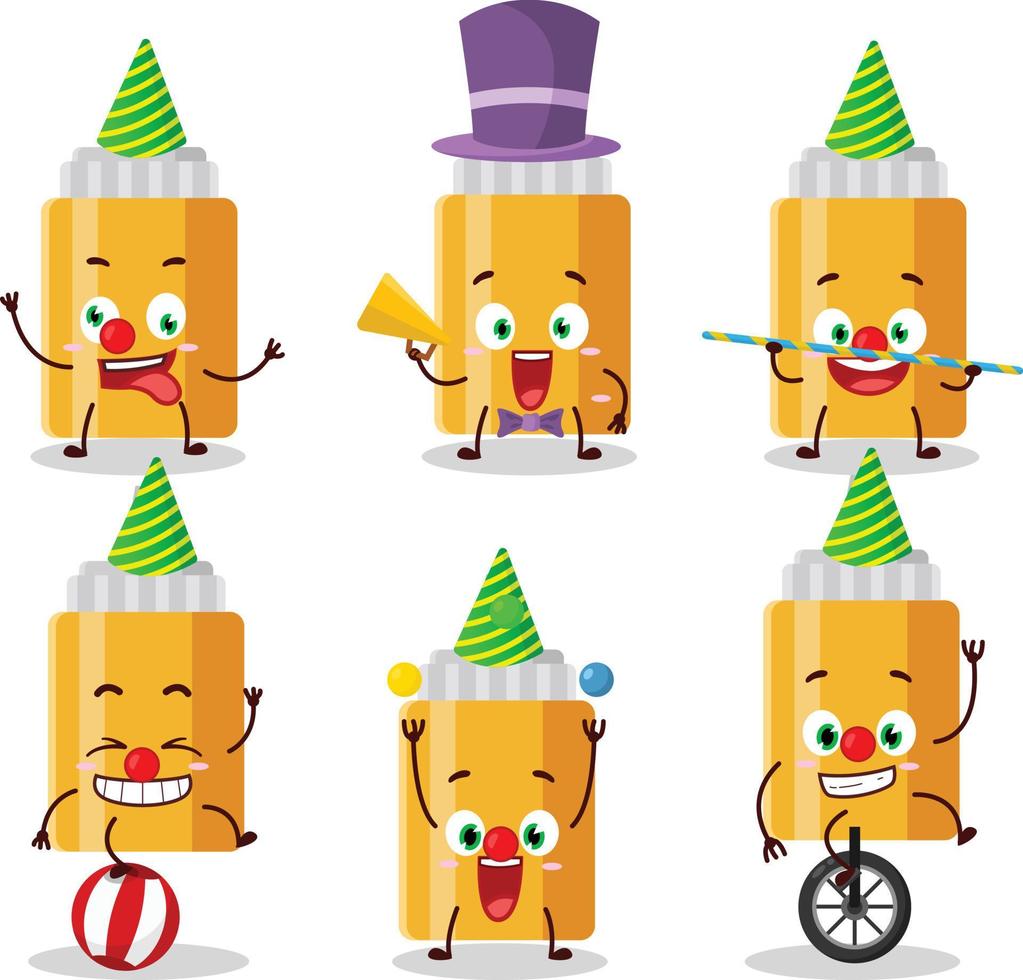 Cartoon character of mayonnaise bottle with various circus shows vector